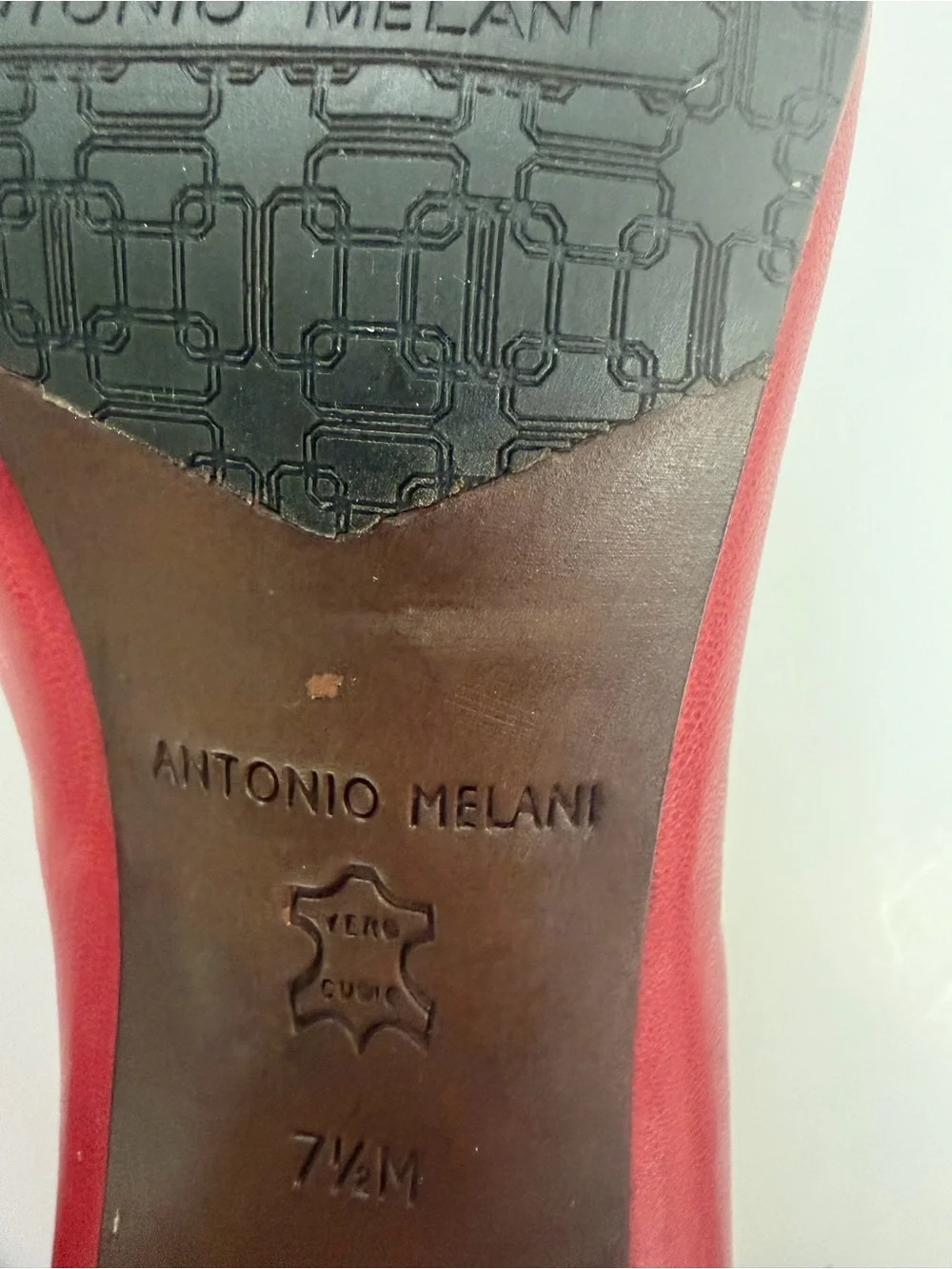 Red shoes  “Antonio Melani” , Red leather  Peep Toe Pumps, Women’s Size 7.5M.